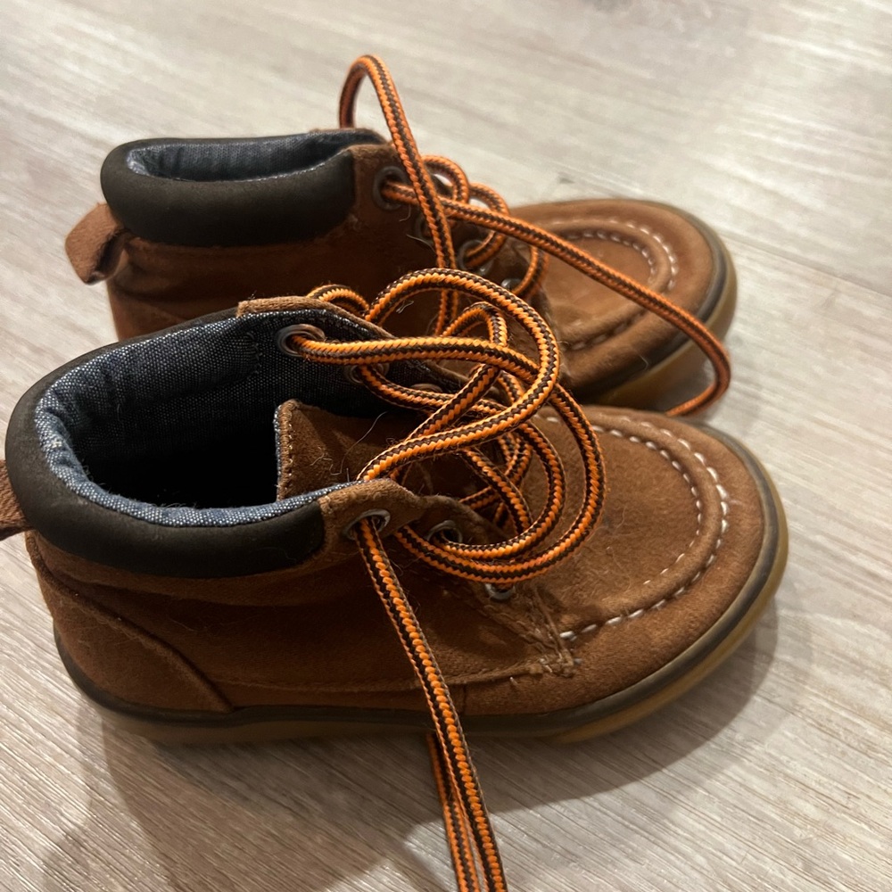 Carter's toddler Brown Boots with Orange Laces